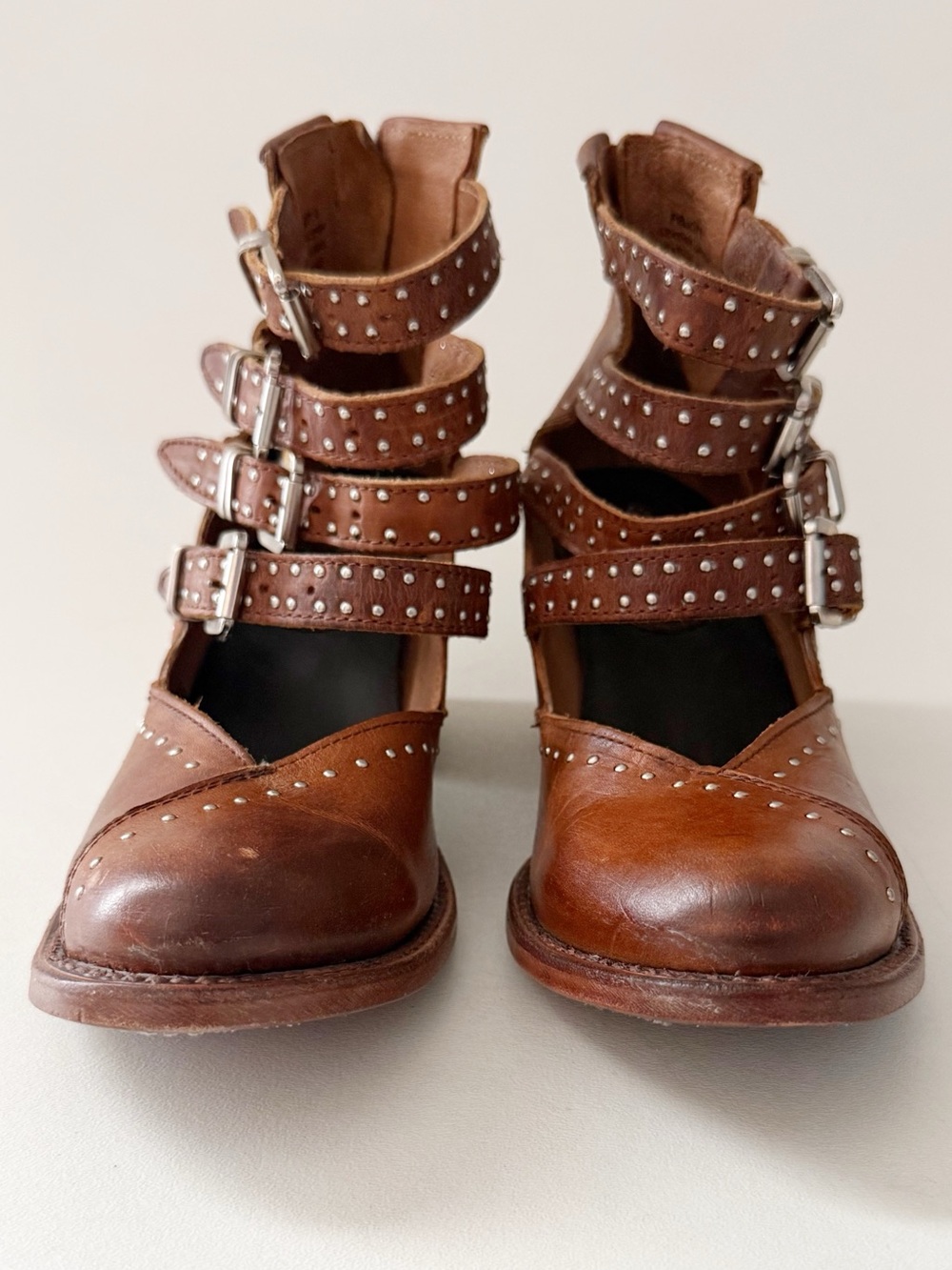 Freebird Felicity Boot 8 Cognac Brown Strap Buckle Western Bohemian Cowgirl Chic - Picture 9 of 14